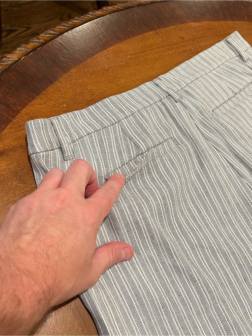 NWT $89 J.Jill Linen Stretch Wide Leg Trousers Granite Stripe 10 Mid-Rise - Picture 8 of 16